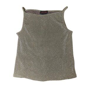 Vintage 90s Y2K Ralph Lauren Sparkle Silver Halter Top | Size M